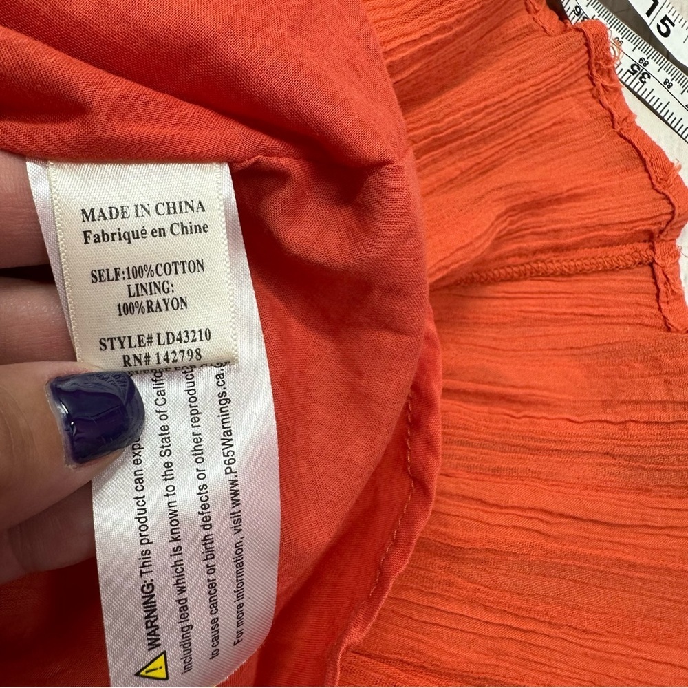 NWT Love Riche burnt Orange cotton sleeveless Mini Dress womens S fit & flare - Picture 7 of 9